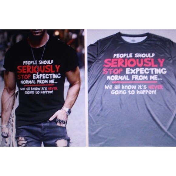 Men's People Should Stop Expecting Normal From Me T Shirt  Blk Funny Humor XXL - Picture 3 of 4